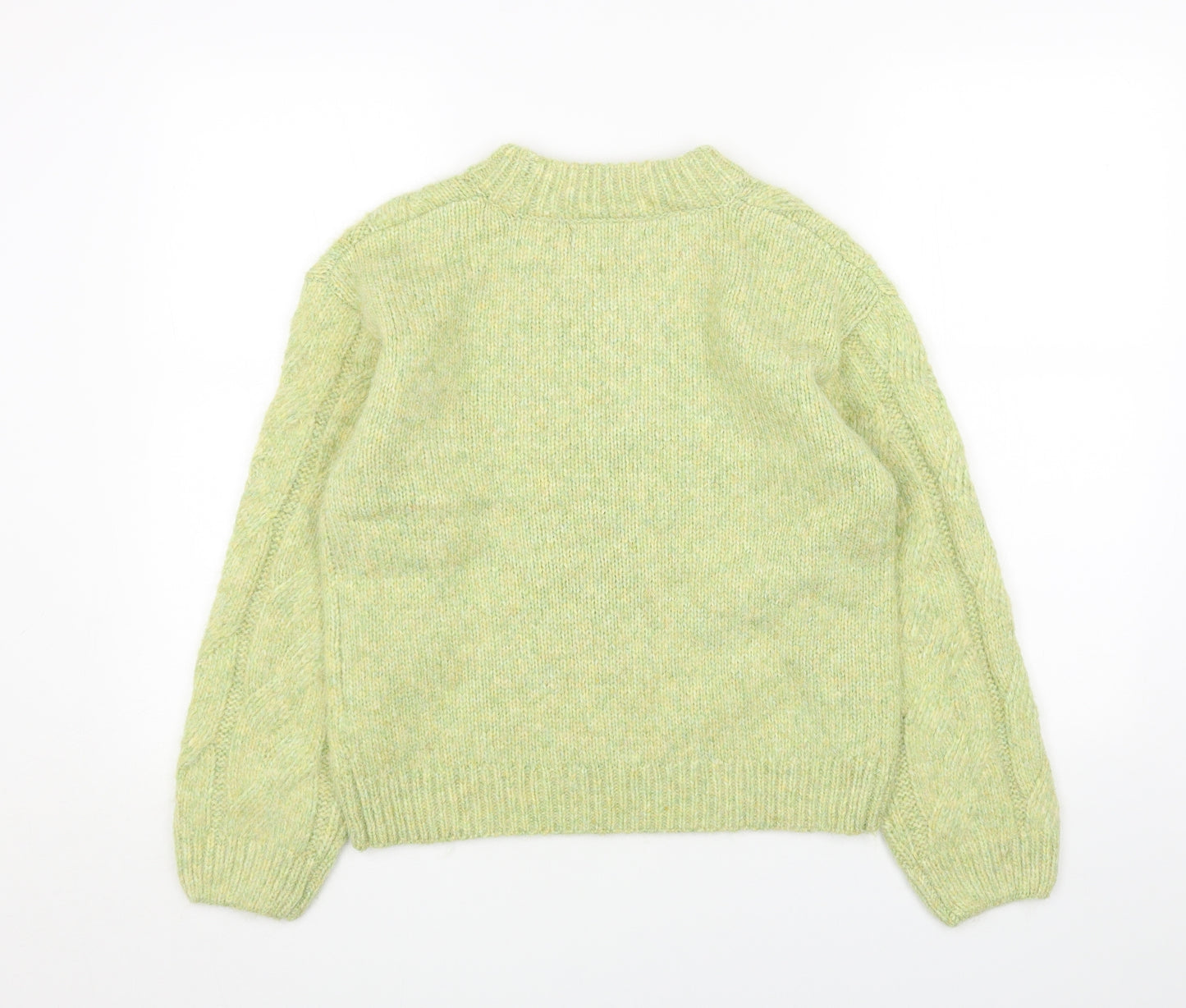Marks and Spencer Womens Green Round Neck Acrylic Pullover Jumper Size XS