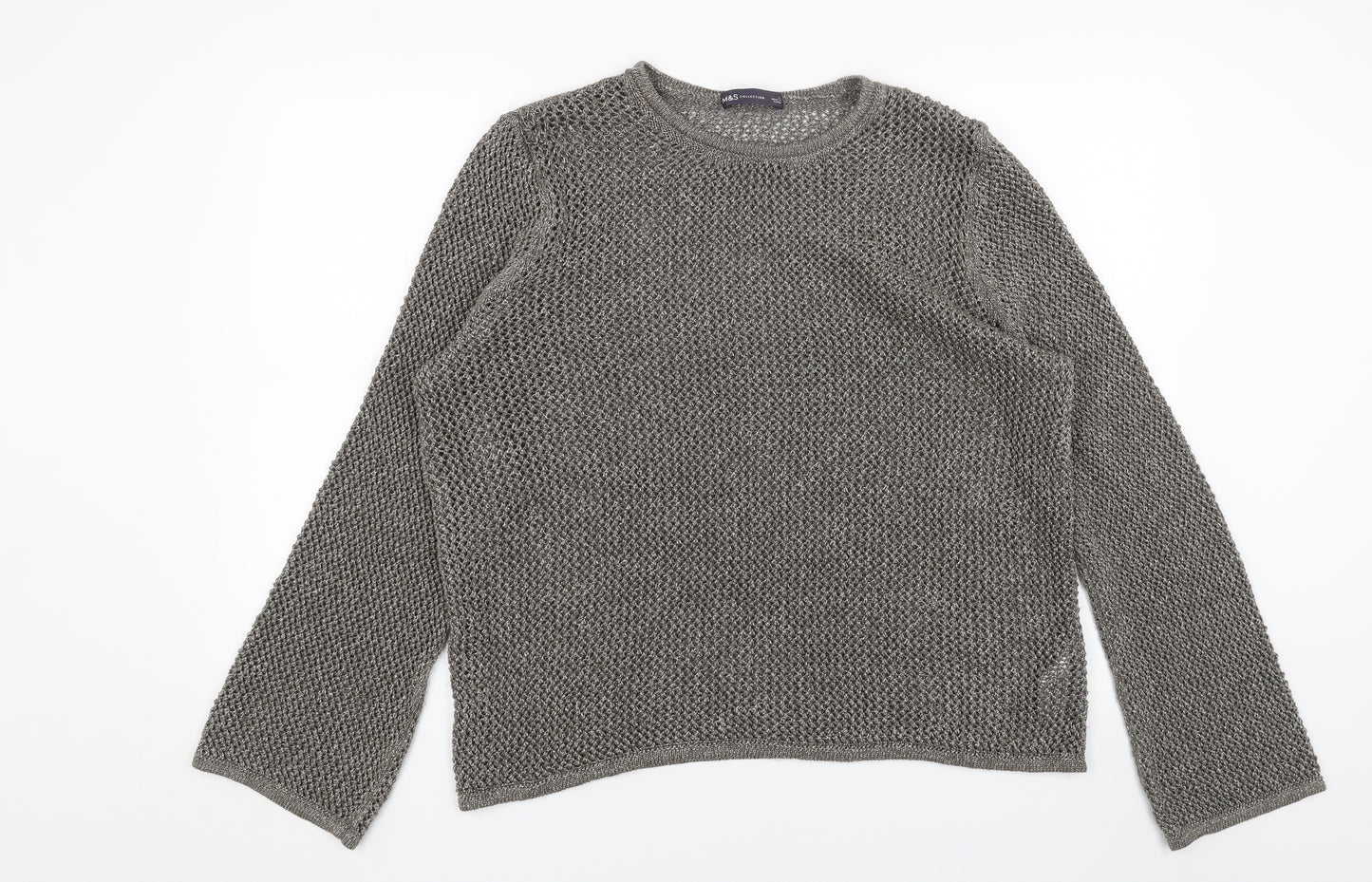 Marks and Spencer Womens Gold Scoop Neck Cotton Pullover Jumper Size L