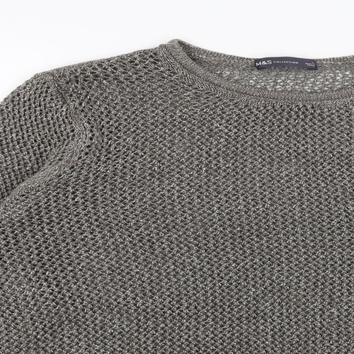 Marks and Spencer Womens Gold Scoop Neck Cotton Pullover Jumper Size L