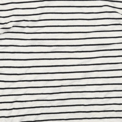 ININE Womens Grey Scoop Neck Striped Cotton Pullover Jumper Size 10