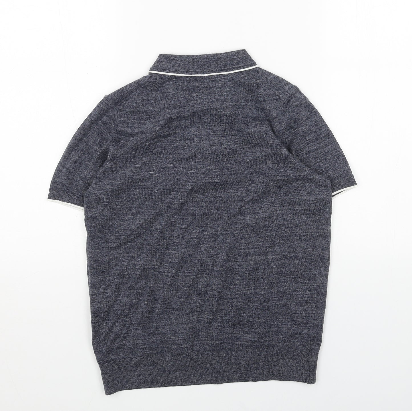 Marks and Spencer Boys Blue Cotton Basic Polo Size 11-12 Years Collared Button