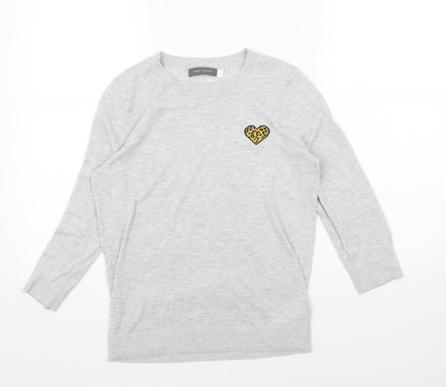 Mint Velvet Womens Grey Round Neck Acrylic Pullover Jumper Size 8 - Love Heart