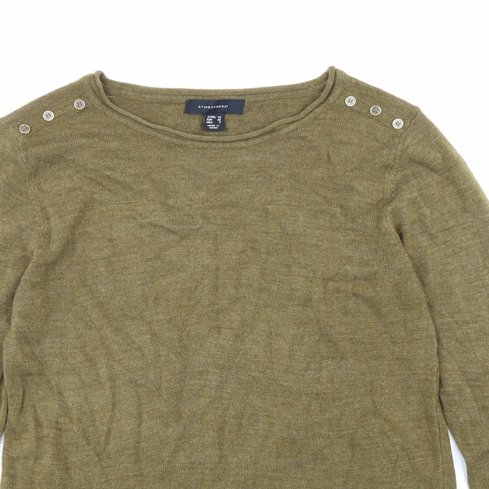 Atmosphere Womens Brown Boat Neck Acrylic Pullover Jumper Size 10