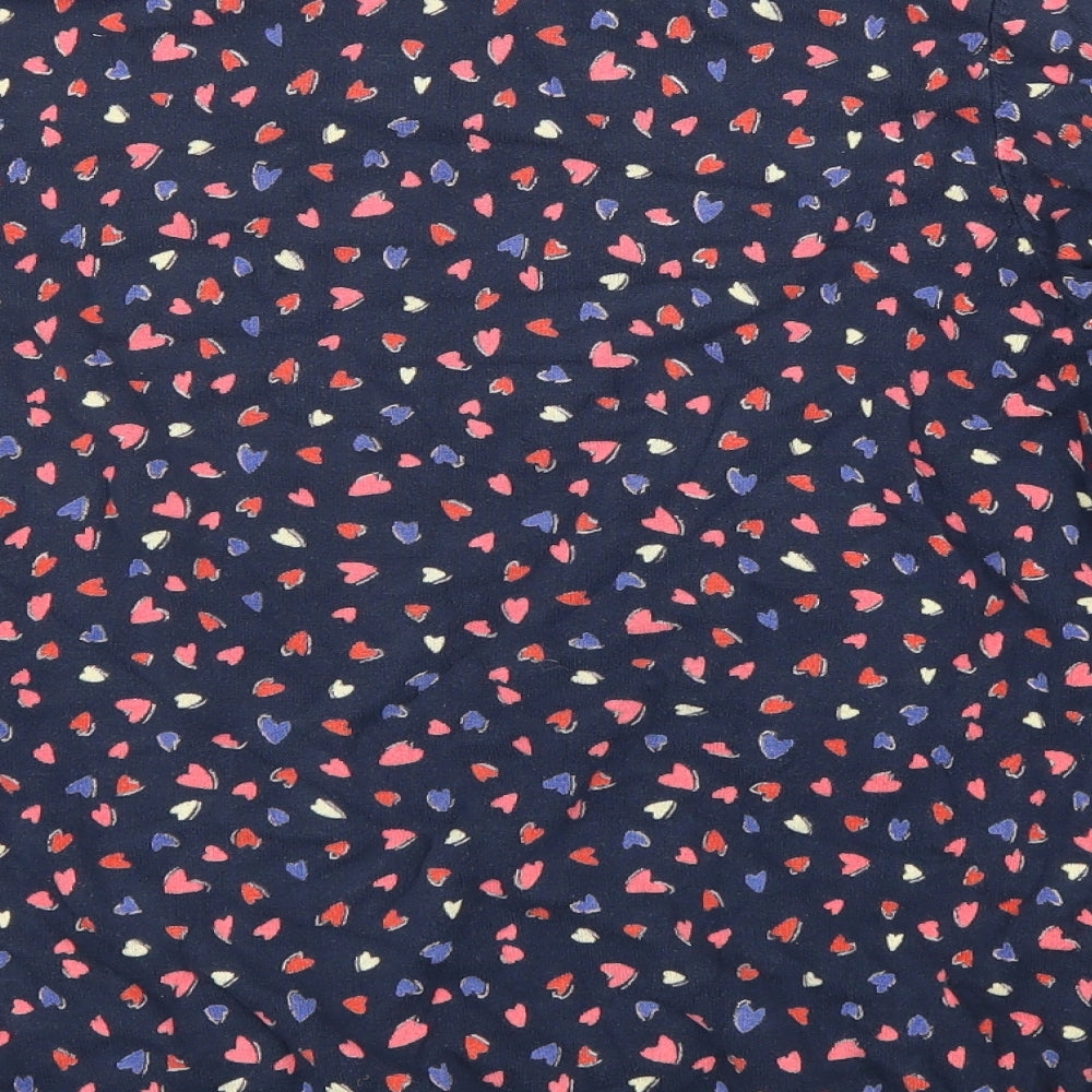 NEXT Womens Blue Scoop Neck Geometric Viscose Pullover Jumper Size L - Heart Print