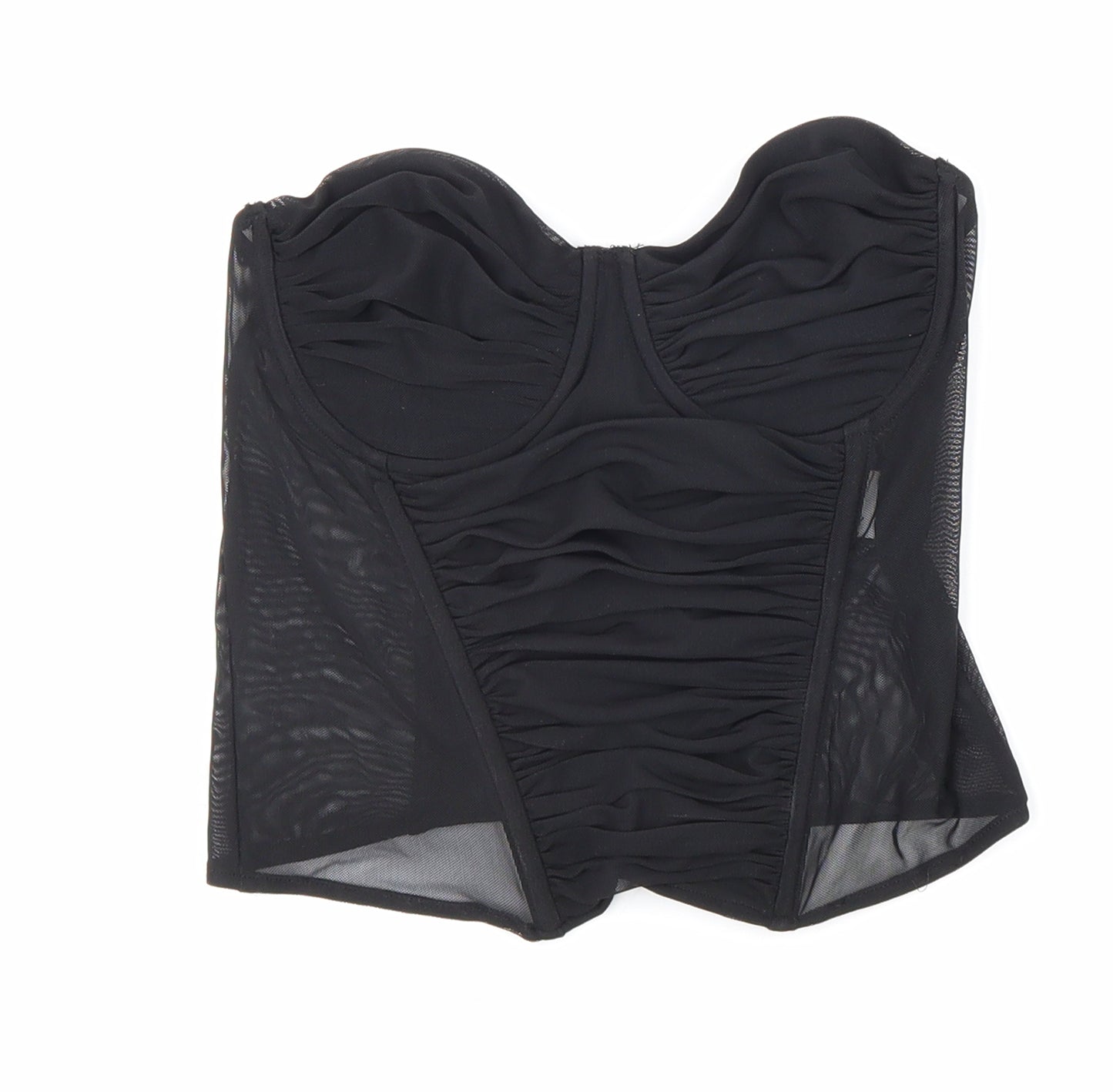 Zara Womens Black Polyimide Cropped Tank Size M Off the Shoulder