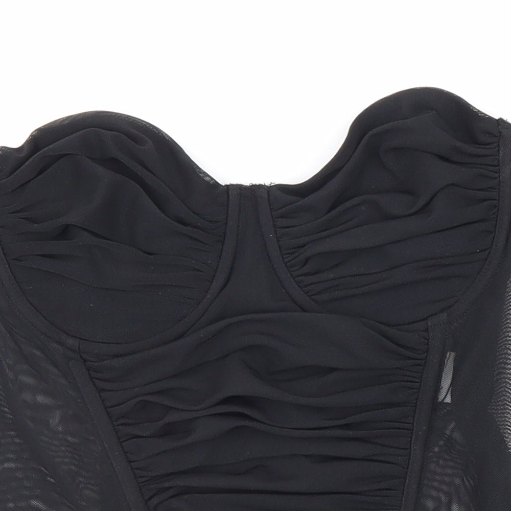 Zara Womens Black Polyimide Cropped Tank Size M Off the Shoulder