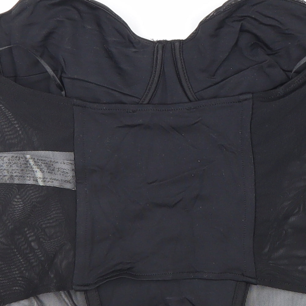 Zara Womens Black Polyimide Cropped Tank Size M Off the Shoulder