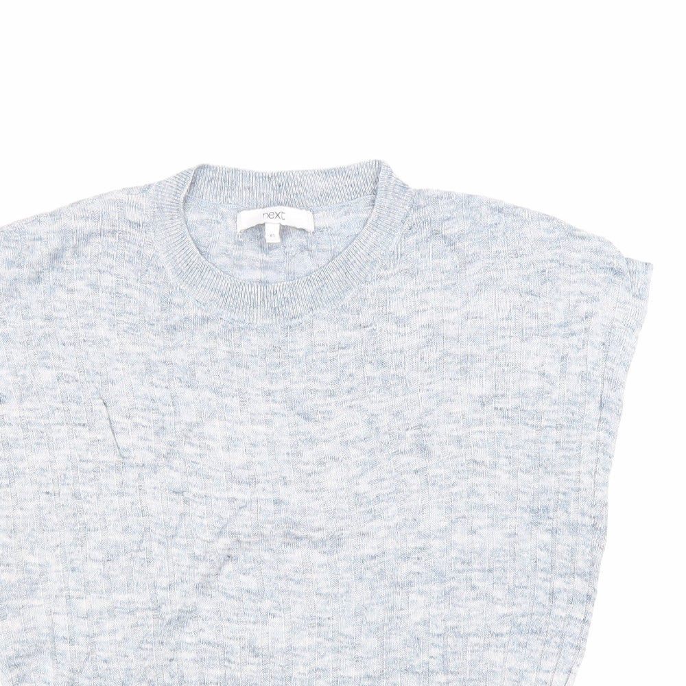 NEXT Womens Blue Acrylic Basic T-Shirt Size XS Mock Neck