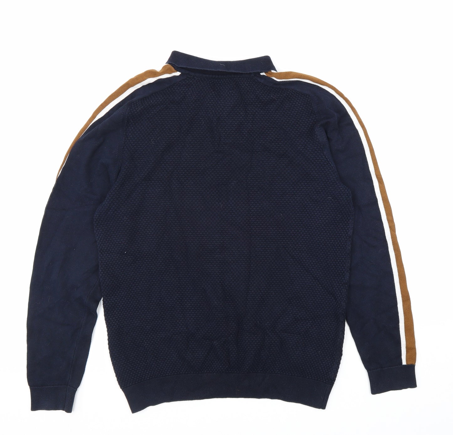 NEXT Mens Blue Collared Cotton Pullover Jumper Size S