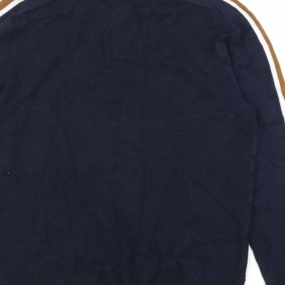 NEXT Mens Blue Collared Cotton Pullover Jumper Size S