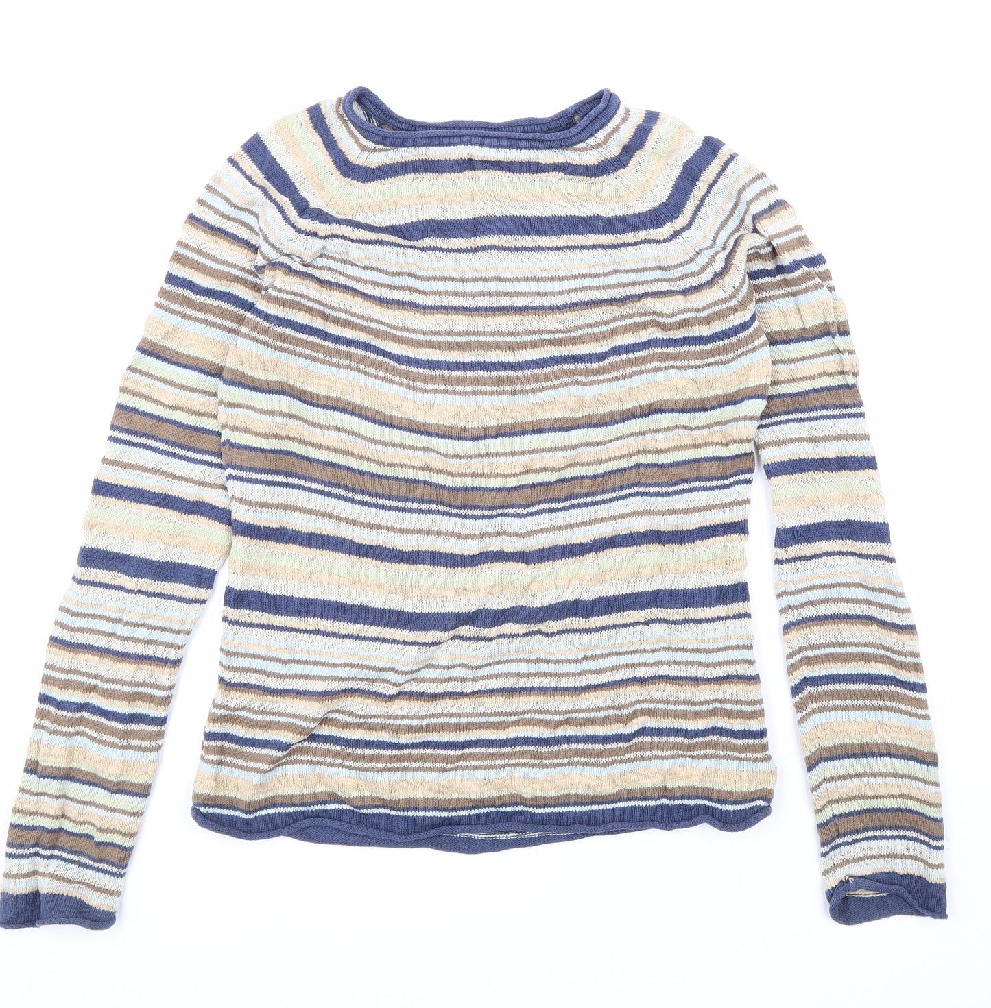 Character Club Womens Multicoloured Boat Neck Striped Cotton Pullover Jumper Size M