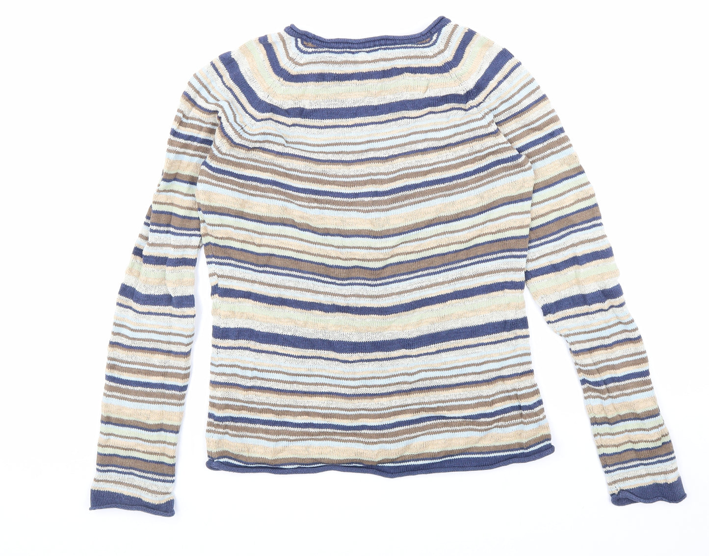 Character Club Womens Multicoloured Boat Neck Striped Cotton Pullover Jumper Size M
