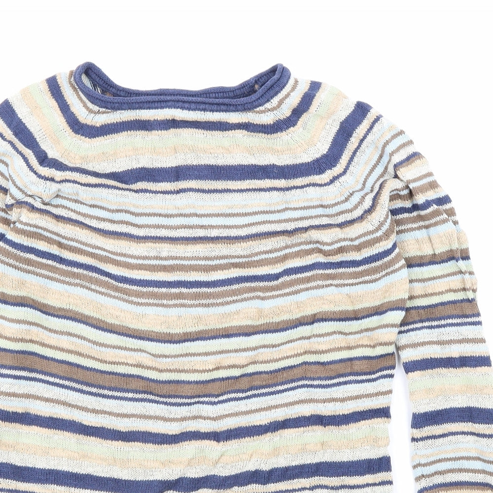 Character Club Womens Multicoloured Boat Neck Striped Cotton Pullover Jumper Size M