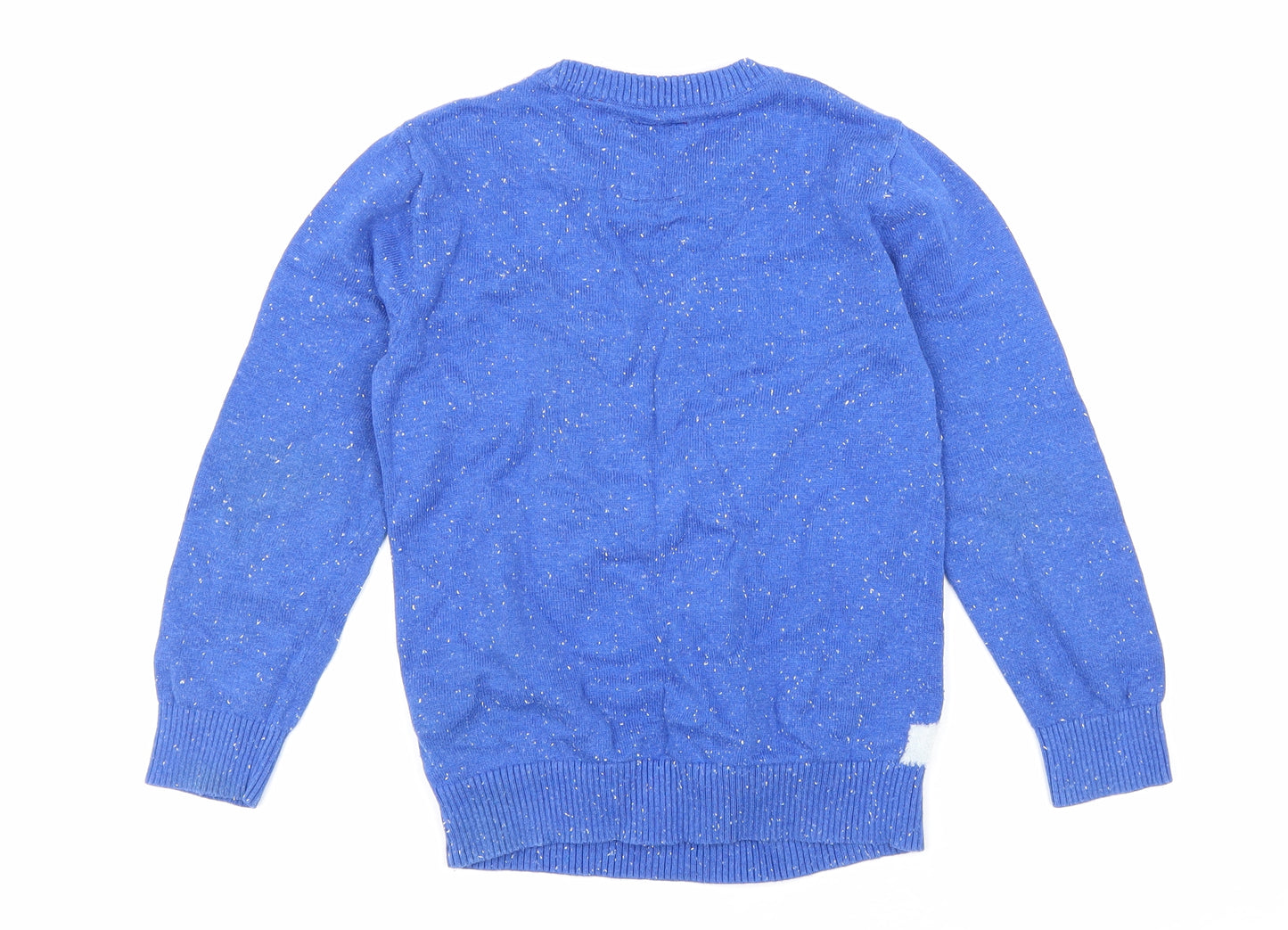 TU Boys Blue Round Neck Geometric Cotton Pullover Jumper Size 7 Years Pullover - Father Christmas Dinosaur