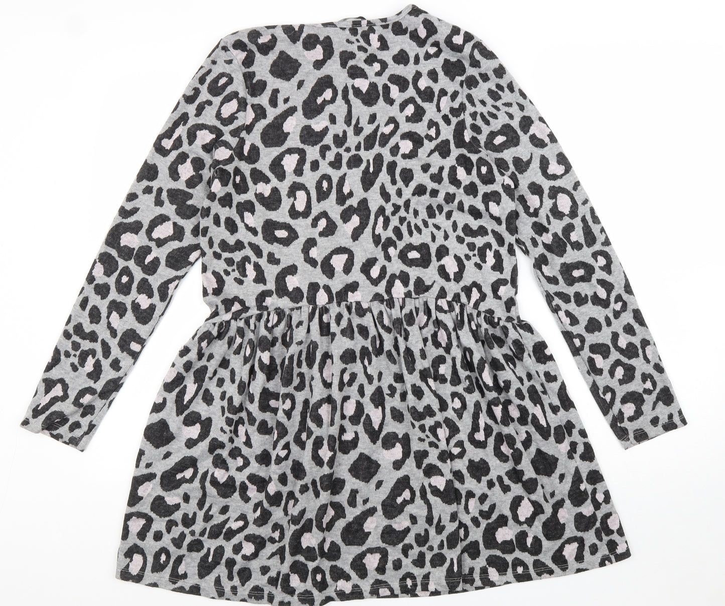 George Girls Grey Animal Print Polyester T-Shirt Dress Size 13-14 Years Round Neck Pullover