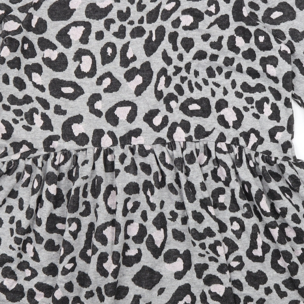 George Girls Grey Animal Print Polyester T-Shirt Dress Size 13-14 Years Round Neck Pullover