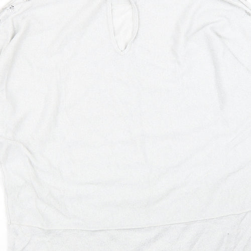 NEXT Womens Grey Viscose Basic Blouse Size 10 Boat Neck - Split Sleeve Detail