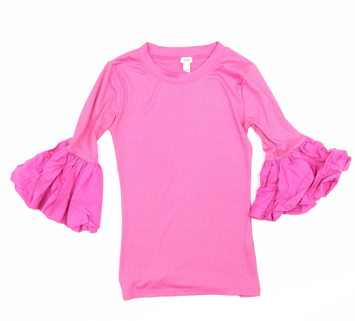 River Island Womens Pink Polyester Basic Blouse Size 8 Round Neck
