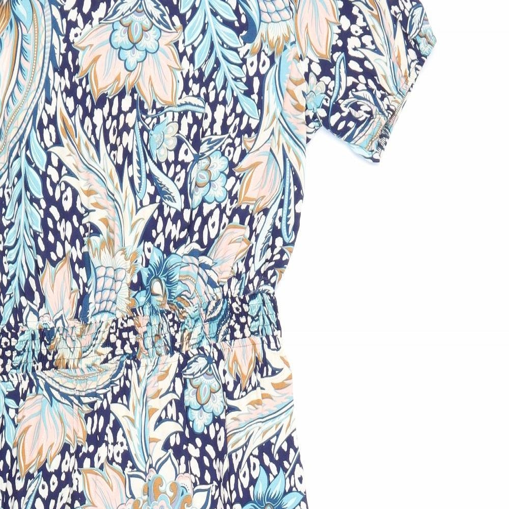 TU Womens Multicoloured Geometric Viscose Maxi Size 10 Round Neck Button