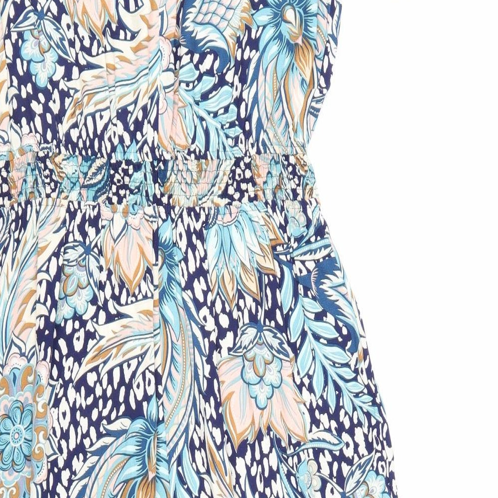 TU Womens Multicoloured Geometric Viscose Maxi Size 10 Round Neck Button