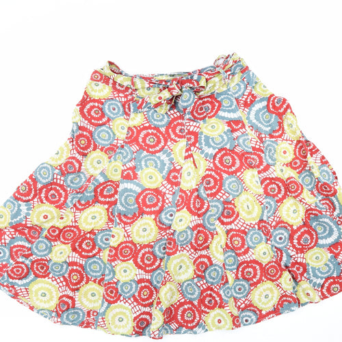 Stock Shop Womens Multicoloured Geometric Cotton A-Line Skirt Size 16 Button
