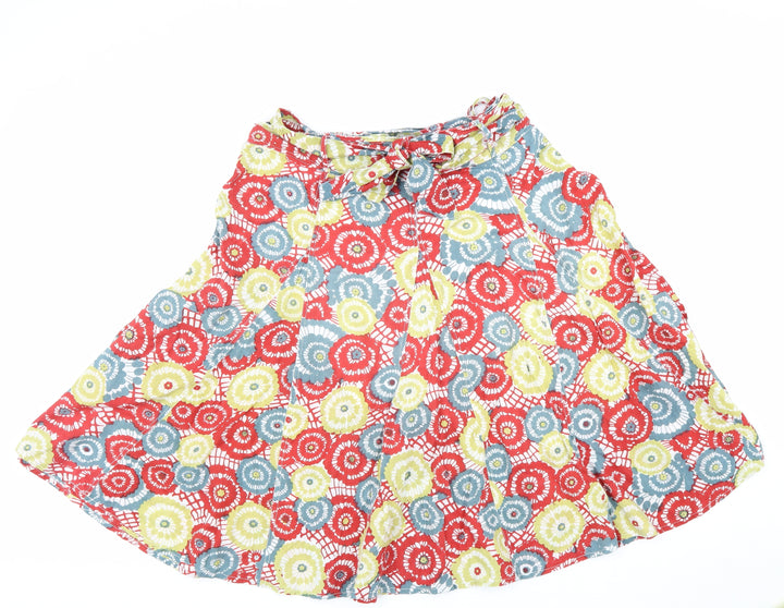 Stock Shop Womens Multicoloured Geometric Cotton A-Line Skirt Size 16 Button