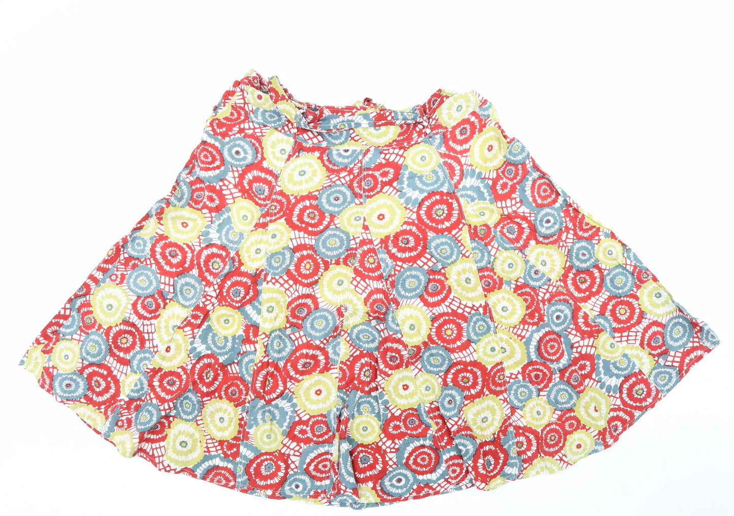 Stock Shop Womens Multicoloured Geometric Cotton A-Line Skirt Size 16 Button