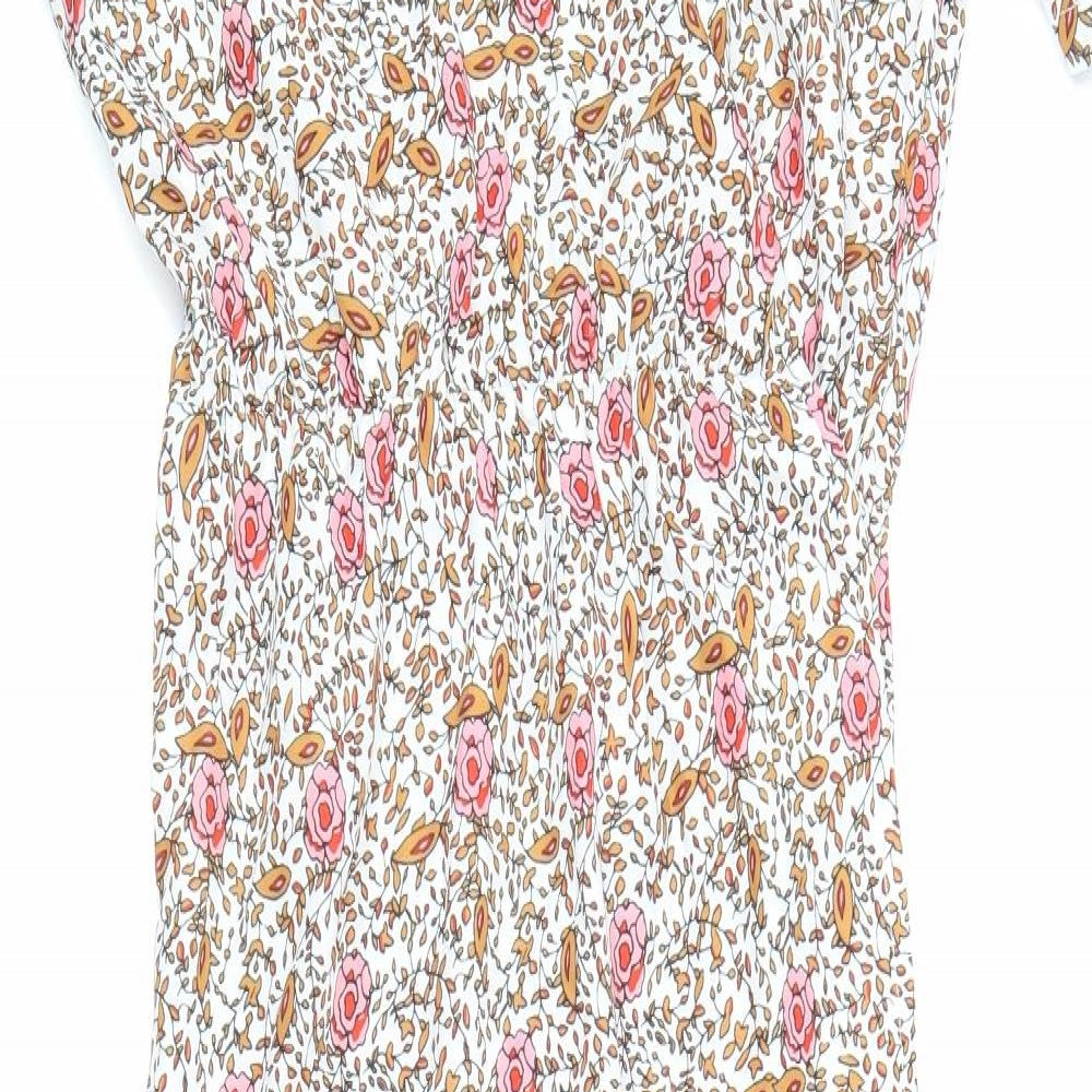 Preworn Womens Beige Geometric Polyester Maxi Size L V-Neck Pullover