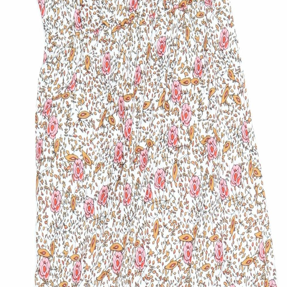 Preworn Womens Beige Geometric Polyester Maxi Size L V-Neck Pullover