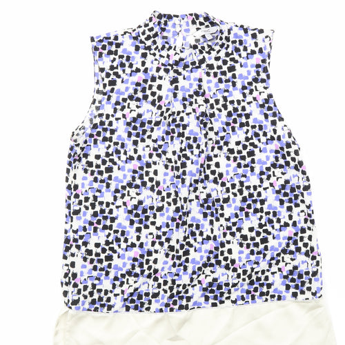 NEXT Womens Blue Geometric Polyester Basic Blouse Size 12 Round Neck