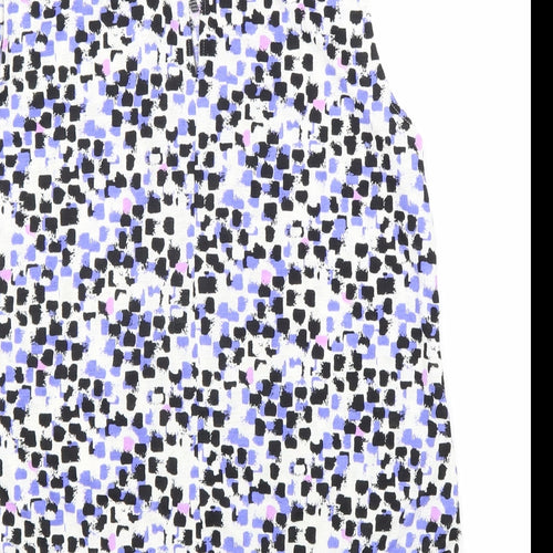 NEXT Womens Blue Geometric Polyester Basic Blouse Size 12 Round Neck