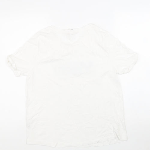 TU Womens White Cotton Basic T-Shirt Size 14 Round Neck - Sporty Society