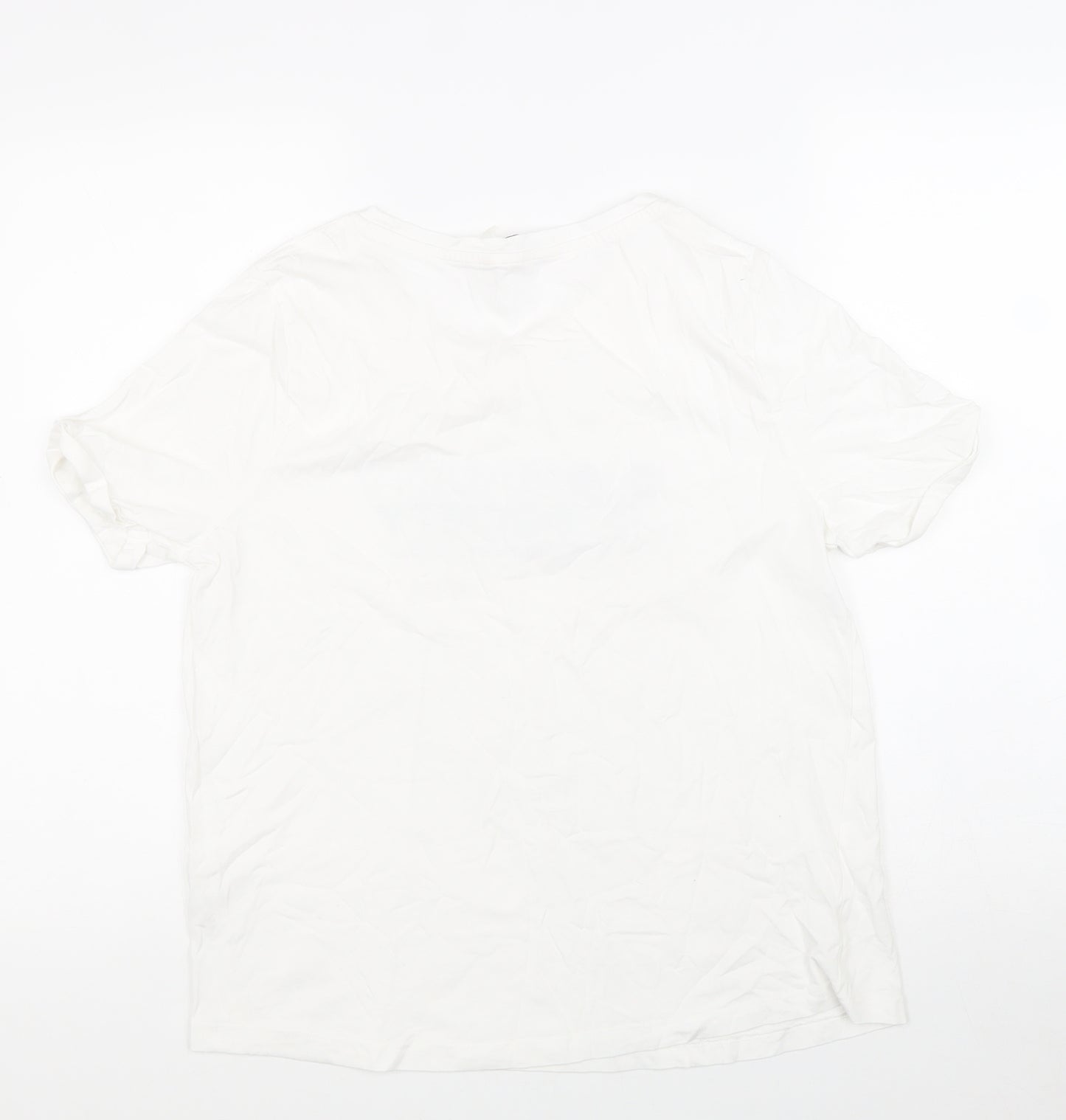 TU Womens White Cotton Basic T-Shirt Size 14 Round Neck - Sporty Society