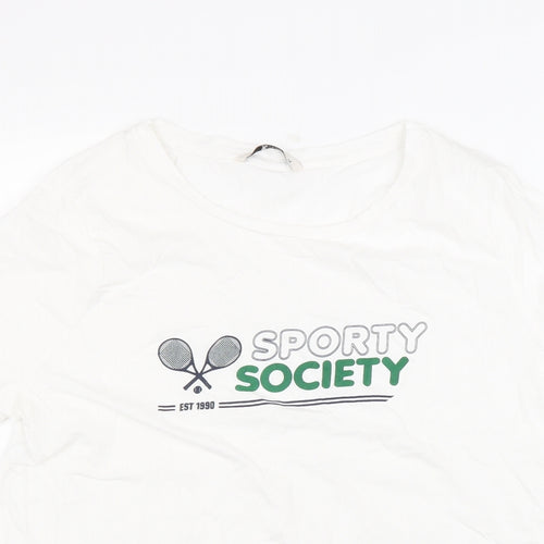 TU Womens White Cotton Basic T-Shirt Size 14 Round Neck - Sporty Society