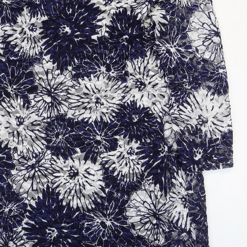 Phase Eight Womens Blue Floral Polyester Shift Size 14 Boat Neck Pullover