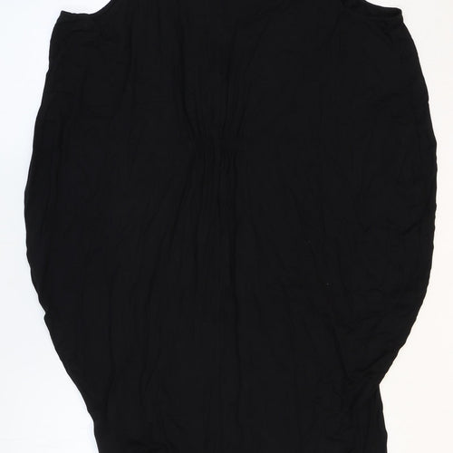 Marks and Spencer Womens Black Viscose Pencil Dress Size 12 V-Neck - Draped