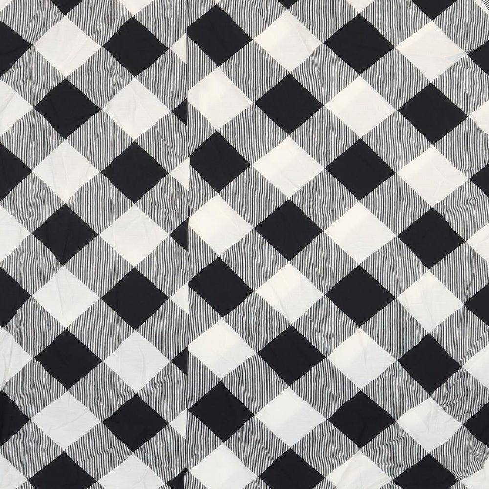 Marks and Spencer Womens Black Check Viscose A-Line Skirt Size 18 Zip