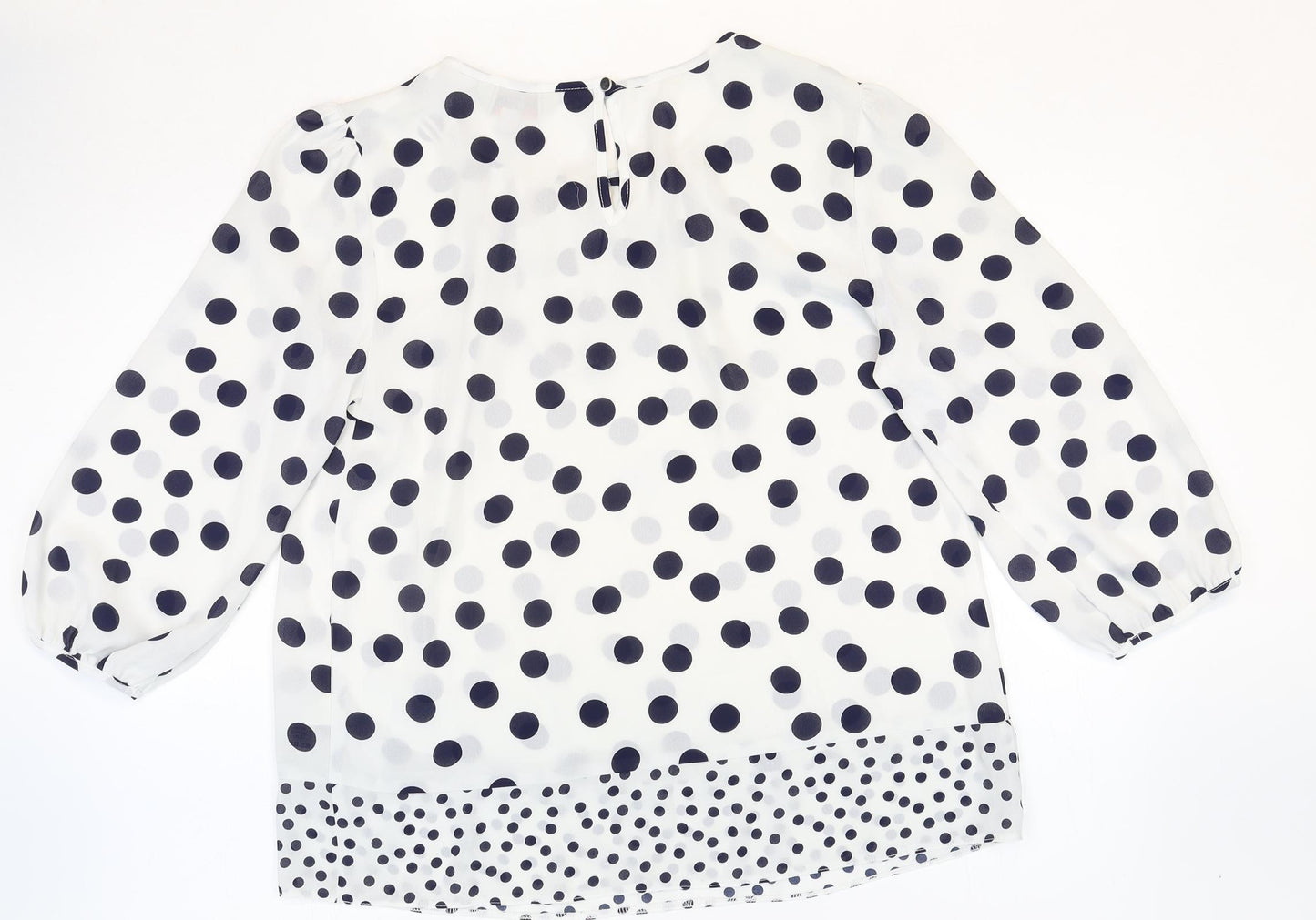 BIllie & Blossom Womens White Polka Dot Polyester Basic Blouse Size 10 Boat Neck