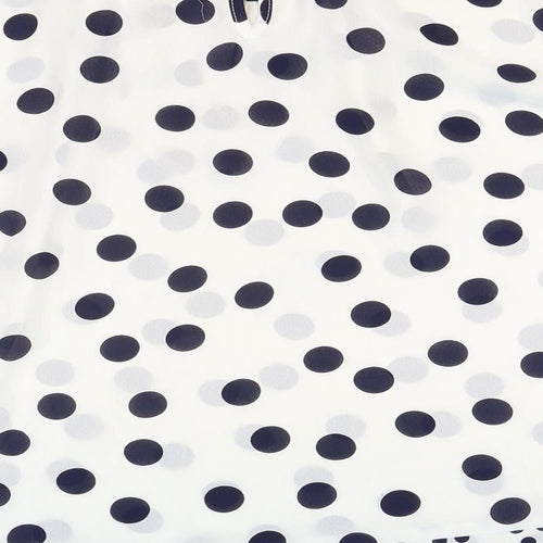 BIllie & Blossom Womens White Polka Dot Polyester Basic Blouse Size 10 Boat Neck