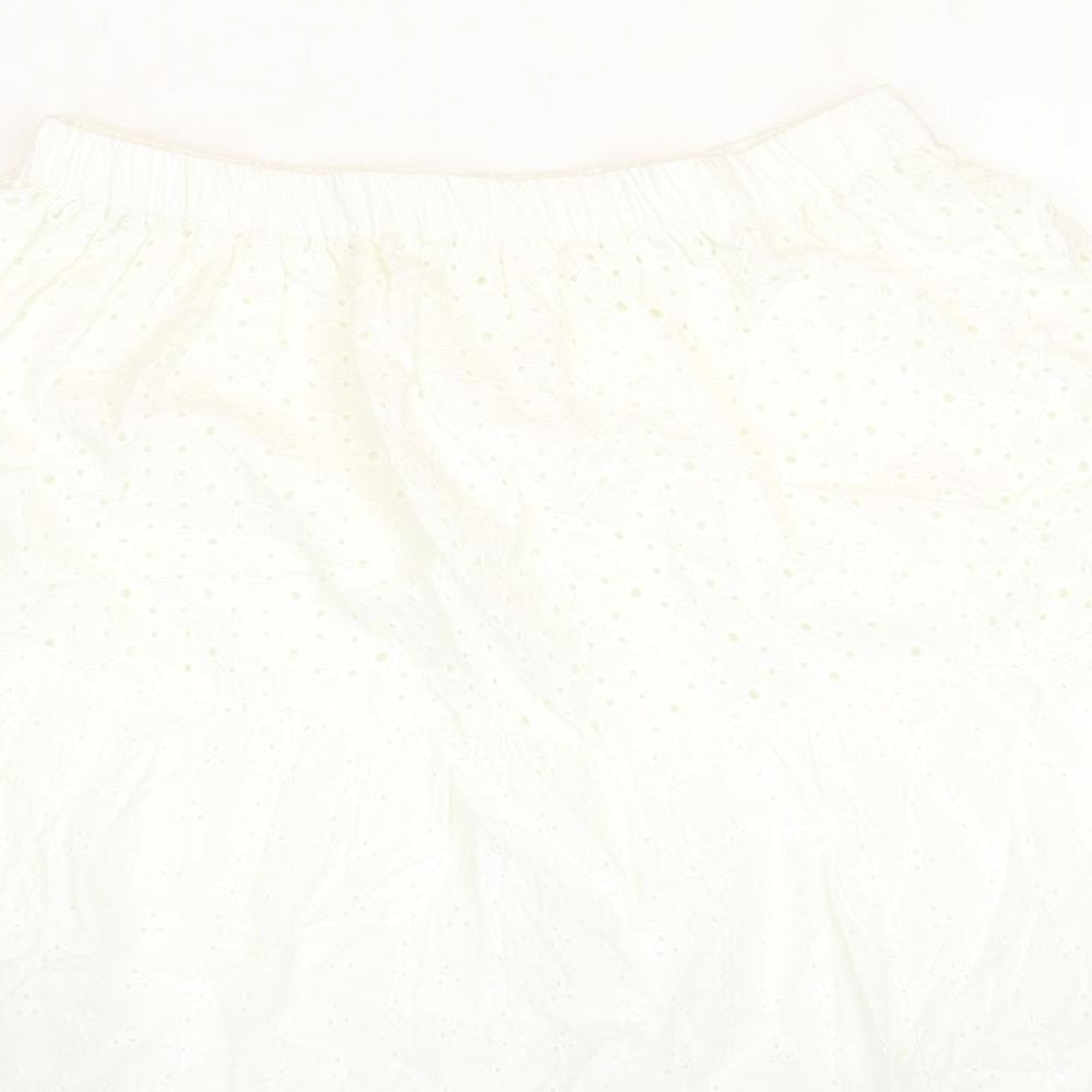 Marks and Spencer Girls White 100% Cotton Trumpet Skirt Size 13-14 Years Regular Pull On - Broderie Anglaise