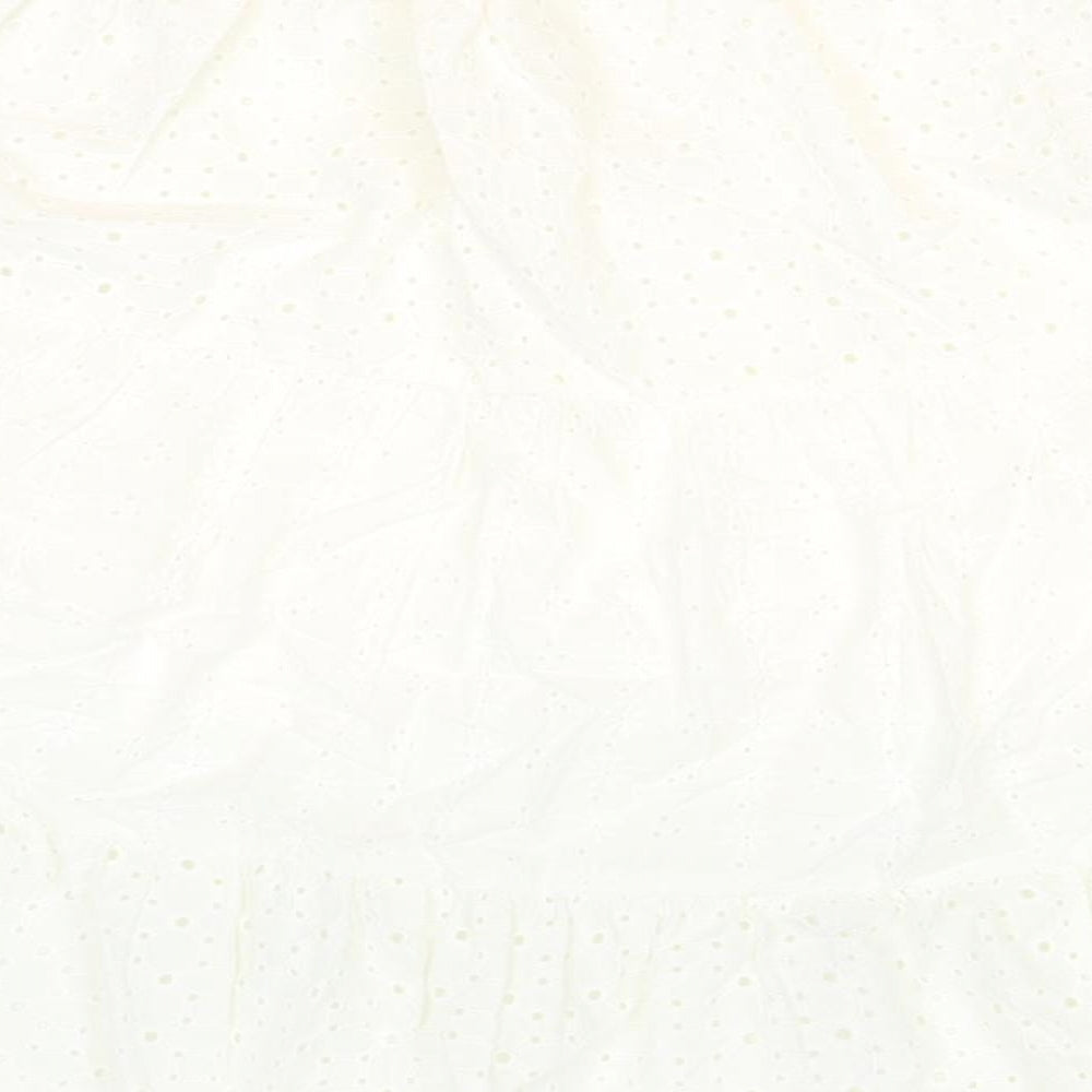 Marks and Spencer Girls White 100% Cotton Trumpet Skirt Size 13-14 Years Regular Pull On - Broderie Anglaise
