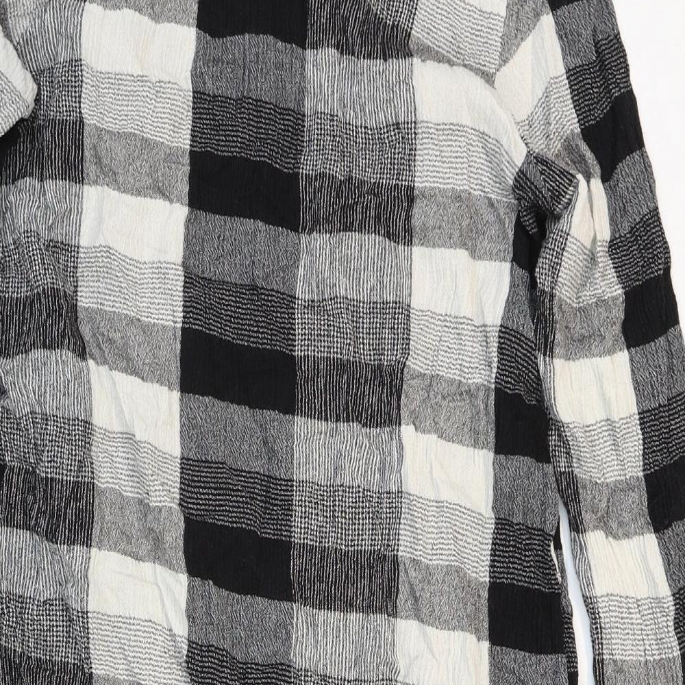 Papaya Womens Black Geometric Viscose Shirt Dress Size 18 V-Neck Button