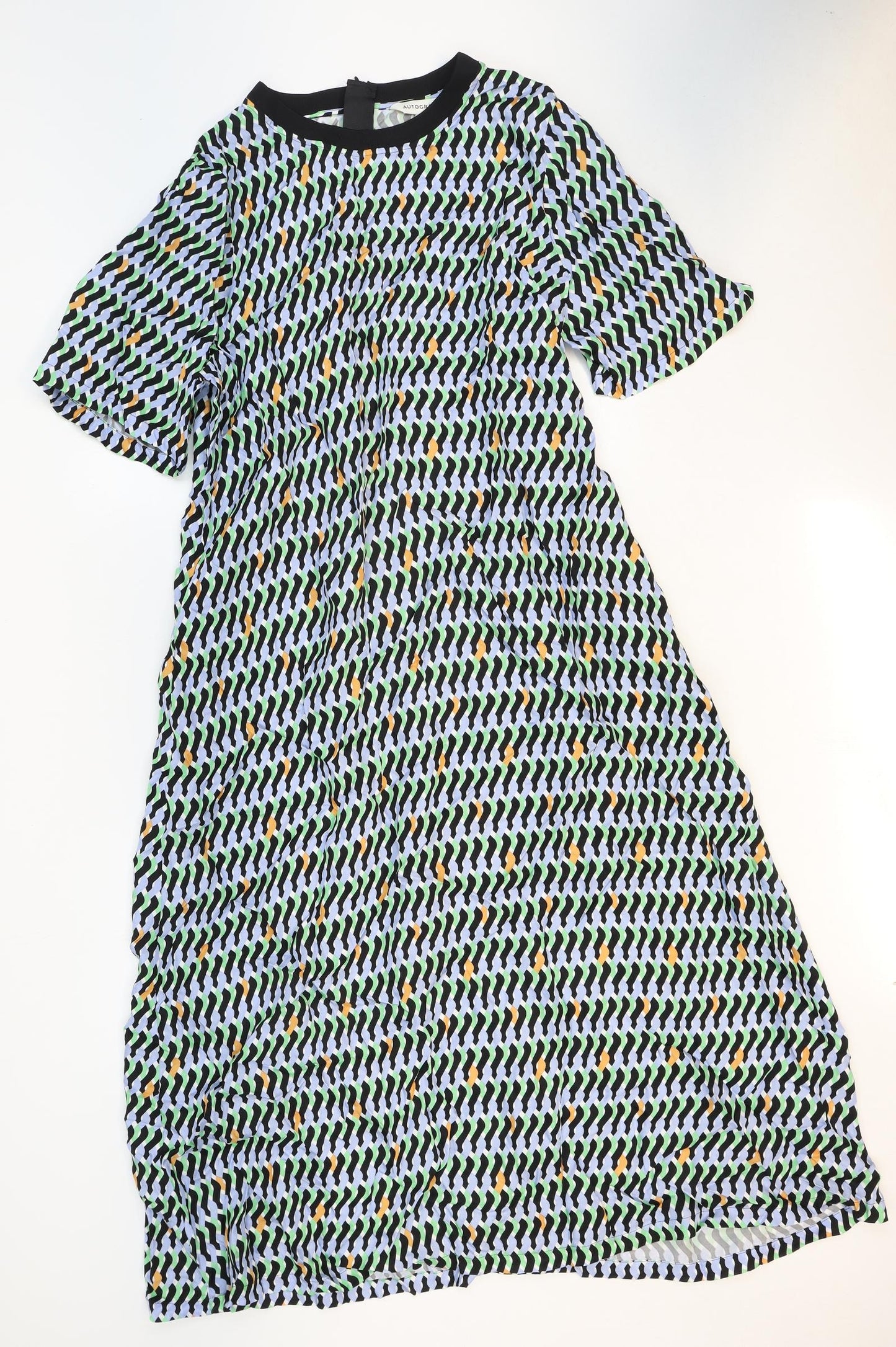 Autograph Womens Multicoloured Geometric Cupro Maxi Size 18 Round Neck Zip