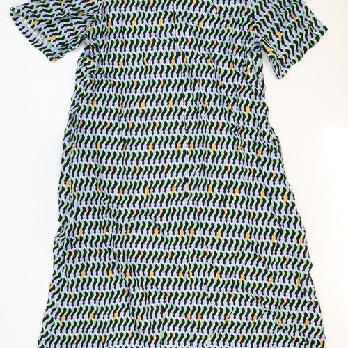 Autograph Womens Multicoloured Geometric Cupro Maxi Size 18 Round Neck Zip