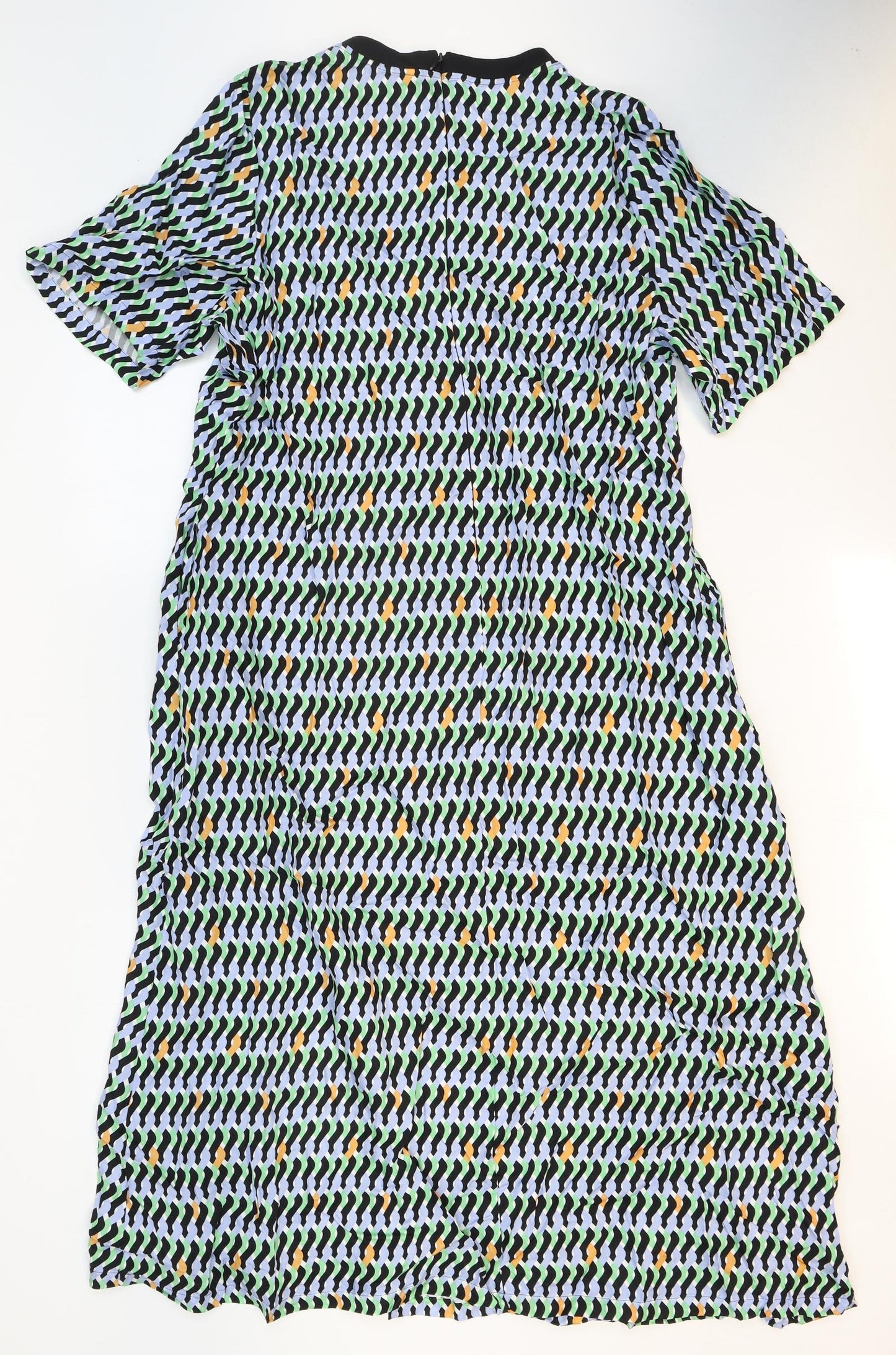 Autograph Womens Multicoloured Geometric Cupro Maxi Size 18 Round Neck Zip