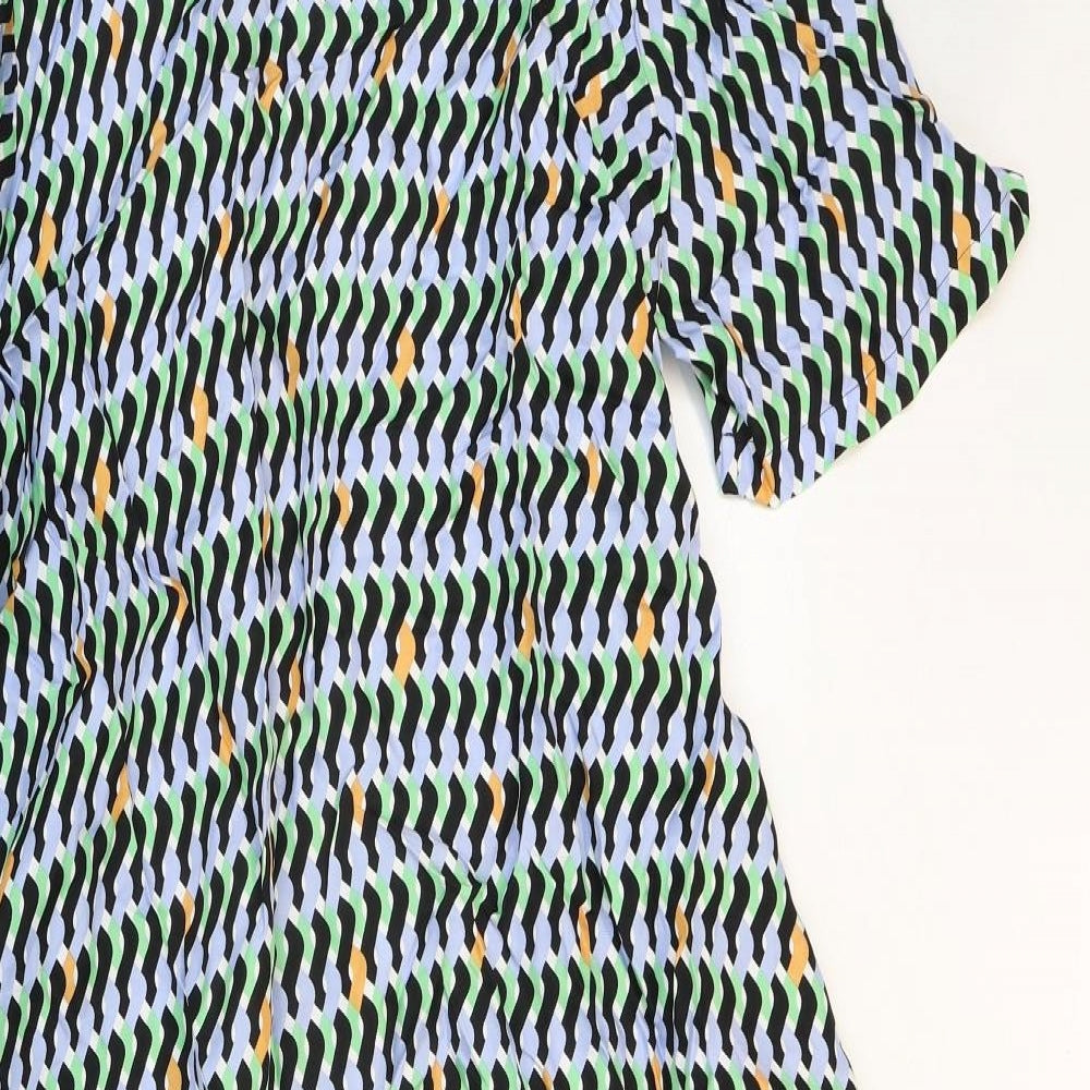 Autograph Womens Multicoloured Geometric Cupro Maxi Size 18 Round Neck Zip
