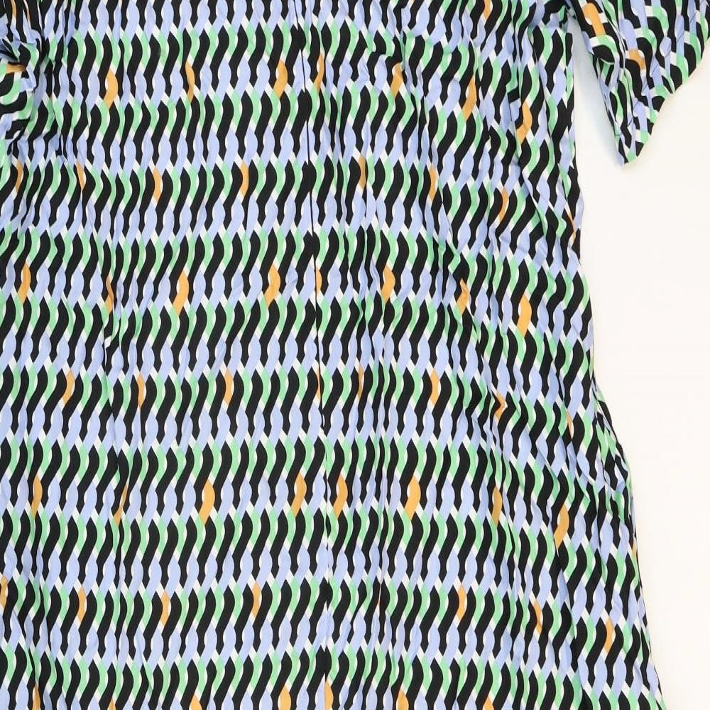 Autograph Womens Multicoloured Geometric Cupro Maxi Size 18 Round Neck Zip