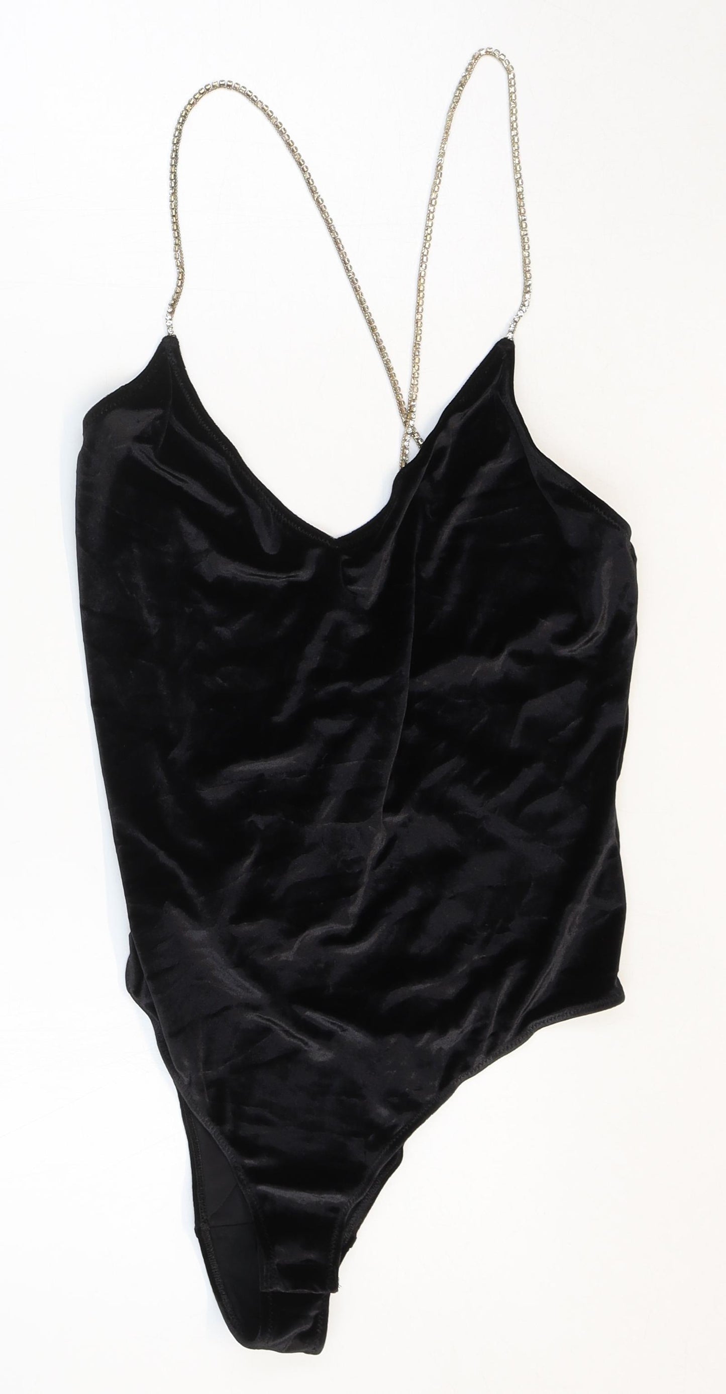 Preworn Womens Black Polyester Bodysuit One-Piece Size L Snap