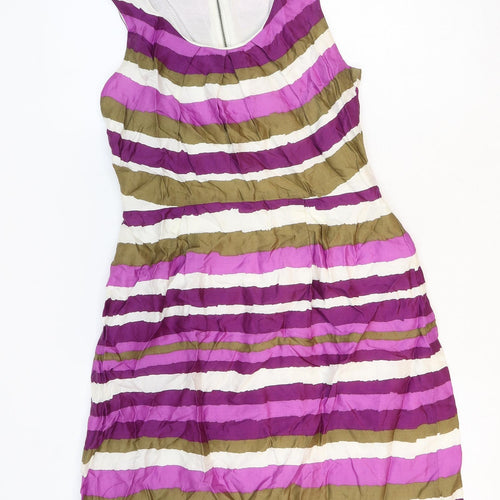 Great Plains Womens Purple Striped Viscose Sheath Size S Scoop Neck Zip