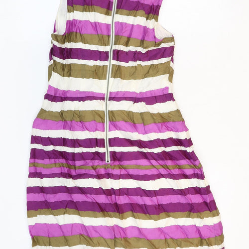 Great Plains Womens Purple Striped Viscose Sheath Size S Scoop Neck Zip